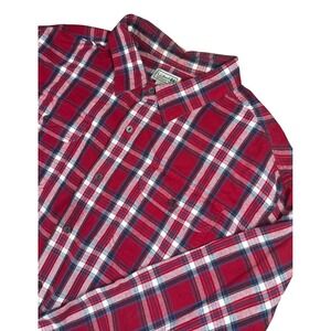 L.L.Bean Mens Flannel Shirt XXL Red Plaid Long Sleeve Button Up Casual